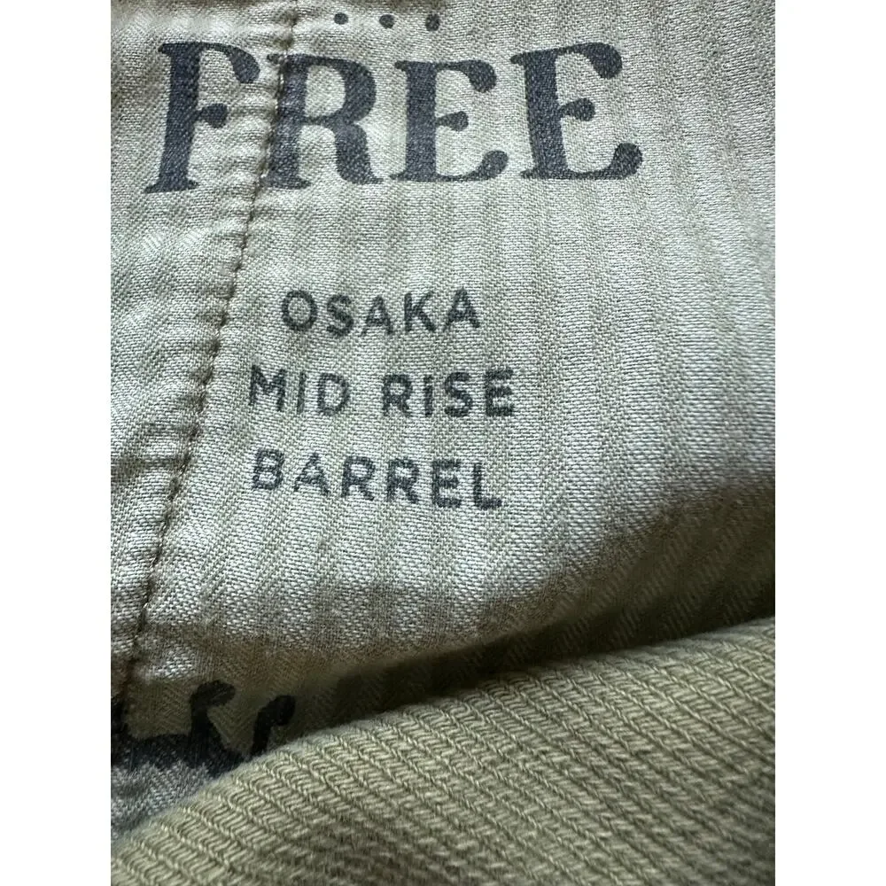 Free People We The Free Osaka Barrel Mid Rise Barrel Pants Olive Green Size 27